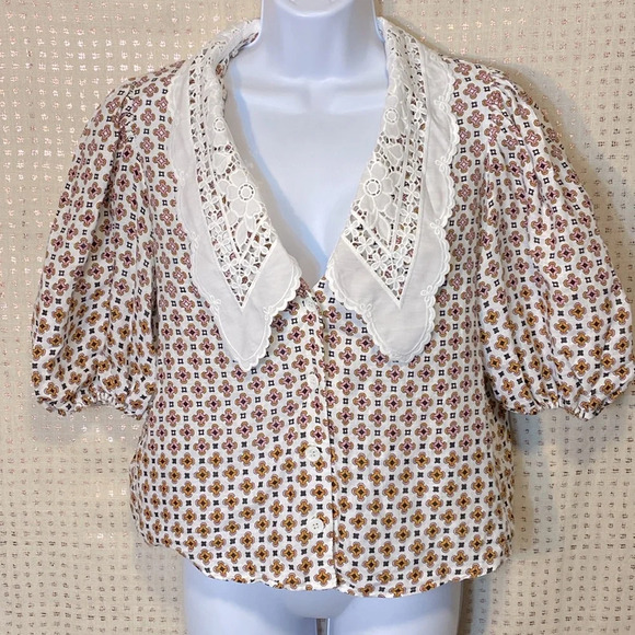 Maje Cosange Embroidered Collar Button Down Linen Shirt - Picture 11 of 13